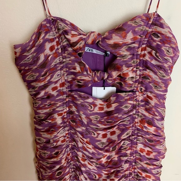 NWT Zara Blogger’s Favorite Printed Mini Dress with Draping - Picture 10 of 10